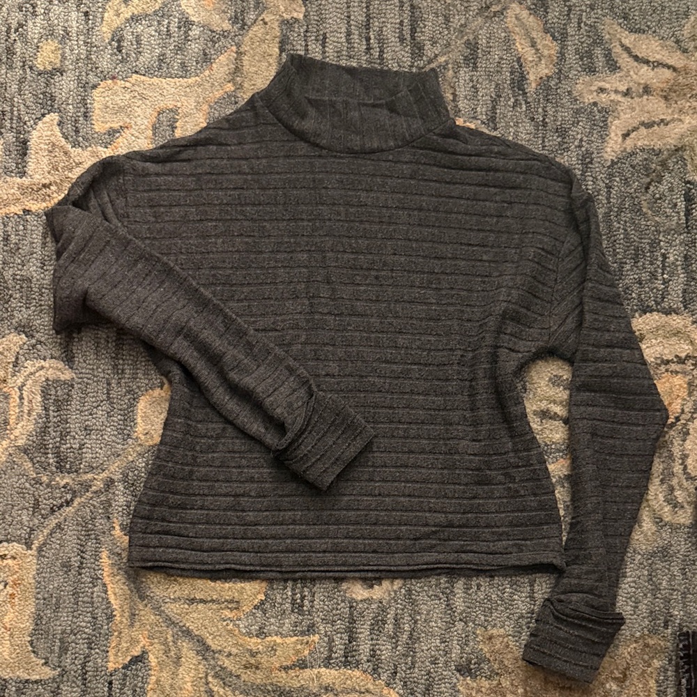 Lush Charcoal Ribbed Turtleneck Sweater